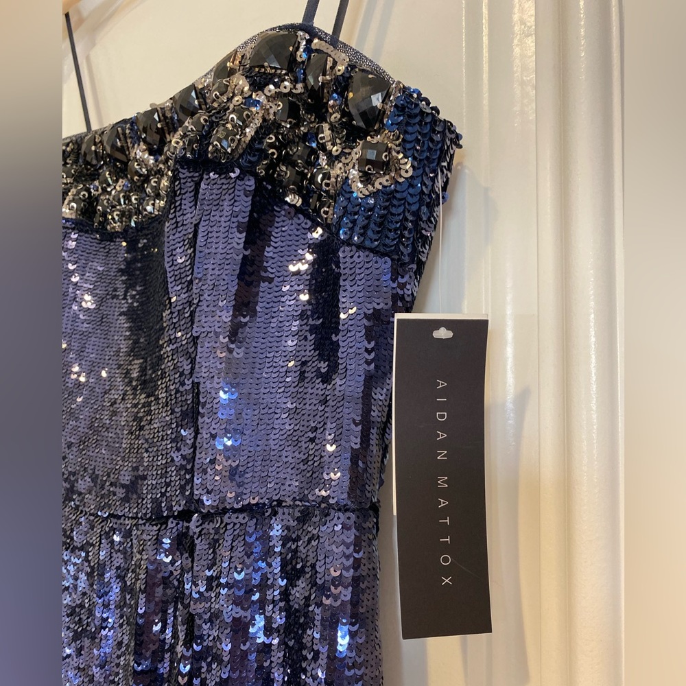 Aidan Mattox Sequin Strapless Long Dress
